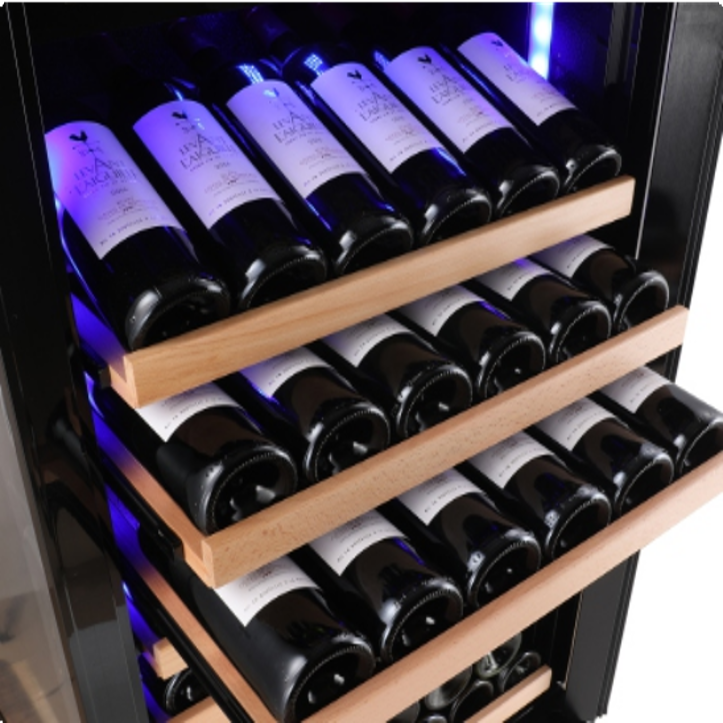 Wine Chiller 162 Bottle 8 Tier Wood Shelves Dual Door