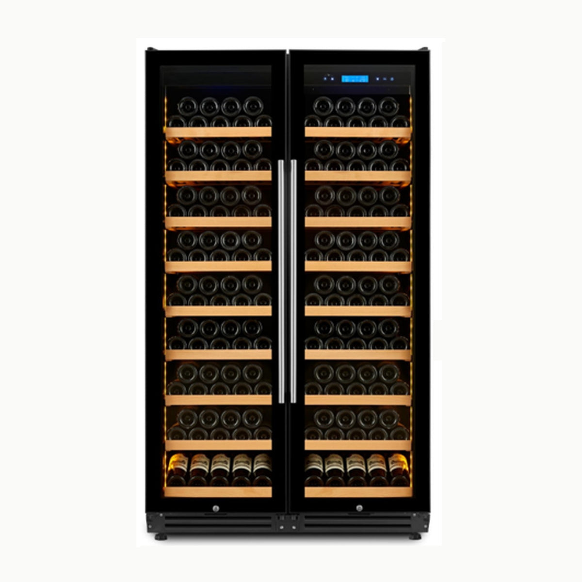 Wine Chiller 162 Bottle 8 Tier Wood Shelves Dual Door